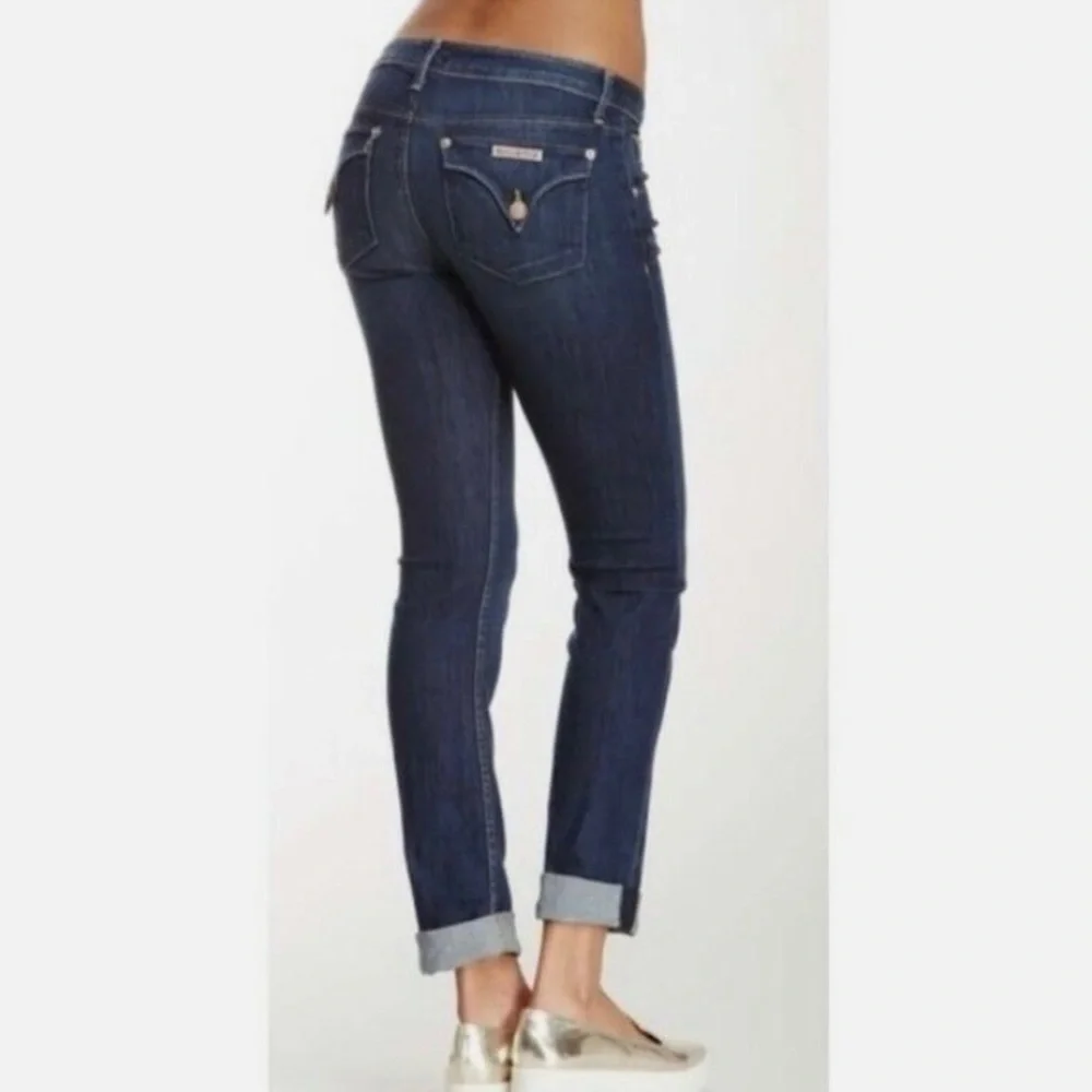 Hudson 26 (2) Bacara Crop Straight Cuffed Jeans Womens Stretch Low Rise Flap